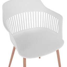 Beliani Set Of 2 White Synthetic Dining Chairs With Open-Work Back And Light-Wood-Effect Metal Legs - thumbnail 6