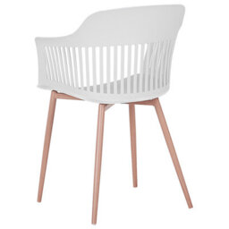 Beliani Set Of 2 White Synthetic Dining Chairs With Open-Work Back And Light-Wood-Effect Metal Legs - thumbnail 5