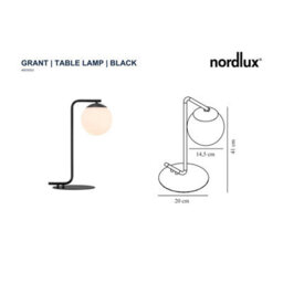 Nordlux Grant Glass Table Lamp Hand Blown Glass Black,mains - thumbnail 4