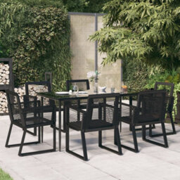 Berkfield 7 Piece Garden Dining Set Black Pvc Rattan - thumbnail 1