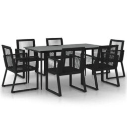 Berkfield 7 Piece Garden Dining Set Black Pvc Rattan - thumbnail 2