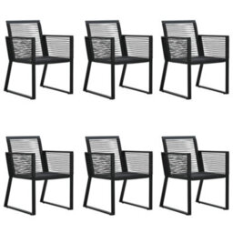 Berkfield 7 Piece Garden Dining Set Black Pvc Rattan - thumbnail 4