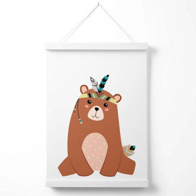 Artze Wall Art Sitting Bear Tribal Animal Art Print With White Frame Size: A4 - image 1