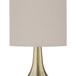 First Choice Lighting Romana - Antique Brass Touch Table Lamp With Natural Linen Shade - thumbnail 3