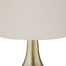 First Choice Lighting Romana - Antique Brass Touch Table Lamp With Natural Linen Shade - thumbnail 2