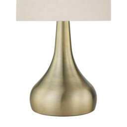 First Choice Lighting Romana - Antique Brass Touch Table Lamp With Natural Linen Shade - thumbnail 4