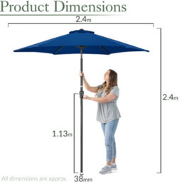 Christow 2.4M Crank And Tilt Parasol With Uv Protection - thumbnail 7