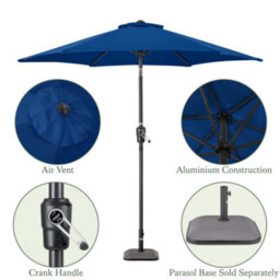 Christow 2.4M Crank And Tilt Parasol With Uv Protection - thumbnail 6