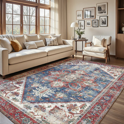 Decoranddecor Area Rugs, Living Room Rugs, Washable Rugs, 160X230Cm, Non-Slip, Pet Friendly, Low Pile, Traditional Rug - Mirela - image 1
