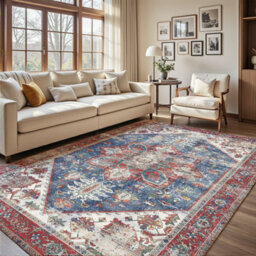 Decoranddecor Area Rugs, Living Room Rugs, Washable Rugs, 160X230Cm, Non-Slip, Pet Friendly, Low Pile, Traditional Rug - Mirela - thumbnail 1