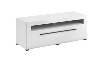 Arte Tulsa Glossy White Tv Cabinet With Led Lighting - W1400mm X H520mm X D500mm - image 1