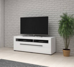Arte Tulsa Glossy White Tv Cabinet With Led Lighting - W1400mm X H520mm X D500mm - thumbnail 3