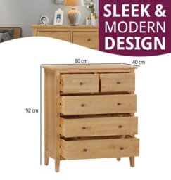 Hallowood Furniture Aston Oak 2 Over 3 Chest Of Drawers - thumbnail 3