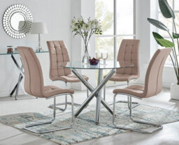 Furniturebox Uk Selina Round Dining Table And 4 Cappuccino Murano Chairs