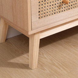 Furniturehmd 3-Drawer Ratten Bedroom Dresser,chest Of Drawer,storage Organiser Unit,round Wooden Handle - thumbnail 5