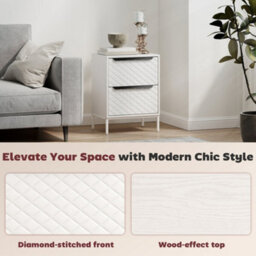 Wyld Haus Farayo Metal White 2-Drawer Fabric Storage Dresser, Compact Bedside Chest. - thumbnail 8