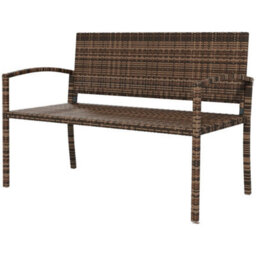 Brown Rattan Loveseat Wicker 2 Seater Chair With Armrests For Garden Outdoor - thumbnail 1