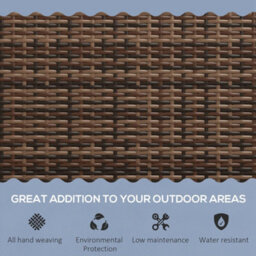 Brown Rattan Loveseat Wicker 2 Seater Chair With Armrests For Garden Outdoor - thumbnail 5
