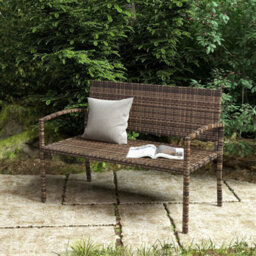 Brown Rattan Loveseat Wicker 2 Seater Chair With Armrests For Garden Outdoor - thumbnail 3