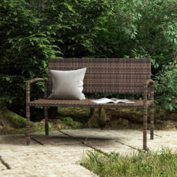 Brown Rattan Loveseat Wicker 2 Seater Chair With Armrests For Garden Outdoor - thumbnail 6