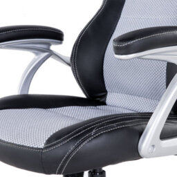 Wyld And Coco Novaoffice Ergonomic Mesh Office Chair Grey Faux Leather Adjustable Height Tilt Lumbar Support - thumbnail 7