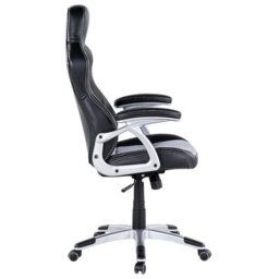Wyld And Coco Novaoffice Ergonomic Mesh Office Chair Grey Faux Leather Adjustable Height Tilt Lumbar Support - thumbnail 5
