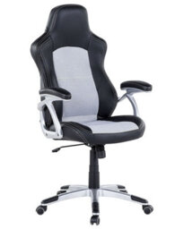 Wyld And Coco Novaoffice Ergonomic Mesh Office Chair Grey Faux Leather Adjustable Height Tilt Lumbar Support - thumbnail 3