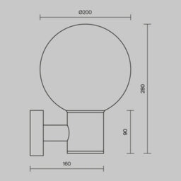 Luminosa Lighting Luminosa Bold Ii Outdoor Globe Wall Lamp Black Ip54 1Xe27 - thumbnail 3