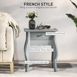 Wyld Haus Noha Grey French-Style Side Table With Drawer, L45 X D35 X H55Cm - thumbnail 4