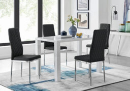 Furniturebox Pivero White High Gloss Dining Table And 4 Black Milan Chairs Set - thumbnail 1