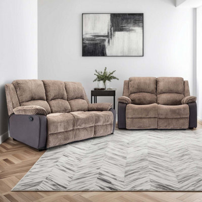 More4Homes Postana Manual Recliner Jumbo Cord 2+3 Seater Sofa Set (Brown) - image 1