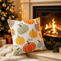 Amorly 45X45Cm Autumn Pumpkin Cushion Cover, Fall Harvest Decorative Throw Pillow Case, Colourful Pumpkin Pillow Cover For Sofa Bedroom - thumbnail 5