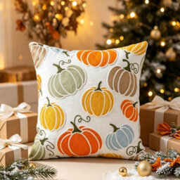 Amorly 45X45Cm Autumn Pumpkin Cushion Cover, Fall Harvest Decorative Throw Pillow Case, Colourful Pumpkin Pillow Cover For Sofa Bedroom - thumbnail 6