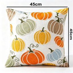 Amorly 45X45Cm Autumn Pumpkin Cushion Cover, Fall Harvest Decorative Throw Pillow Case, Colourful Pumpkin Pillow Cover For Sofa Bedroom - thumbnail 3