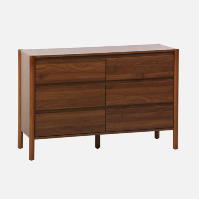 Sweeek - Wood Decor Chest With 6 Drawers Walnut 120X42X78 Cm - Harmony - image 1