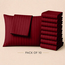 Moonlight Bedding Pillow Cover Set Of 10 - Satin Stripe Pattern Microfiber Pillowcases Envelope Closure Bed Pillow Cover(Burgundy)