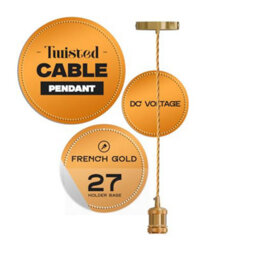 French Gold Twisted Ceiling Pendant Light Fitting E27 Lamp Holder With Bulb Industrial Vintage Hanging Light - thumbnail 1