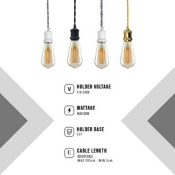 French Gold Twisted Ceiling Pendant Light Fitting E27 Lamp Holder With Bulb Industrial Vintage Hanging Light - thumbnail 7