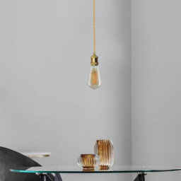 French Gold Twisted Ceiling Pendant Light Fitting E27 Lamp Holder With Bulb Industrial Vintage Hanging Light - thumbnail 5