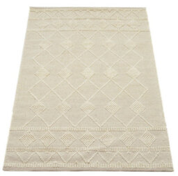 Furniturebox Uk Maeve Cream Diamond Pattern Wool Rug 120X170Cm - thumbnail 3