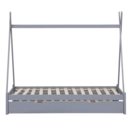 SlumberWorx Harry Kids Childrens Wooden Teepee Tent Single Bed Frame With Guest Trundle (Grey) - thumbnail 4