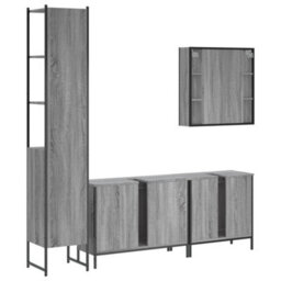 Berkfield 4 Piece Bathroom Cabinet Set Grey Sonoma Engineered Wood - thumbnail 8
