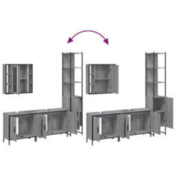 Berkfield 4 Piece Bathroom Cabinet Set Grey Sonoma Engineered Wood - thumbnail 9