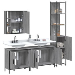 Berkfield 4 Piece Bathroom Cabinet Set Grey Sonoma Engineered Wood - thumbnail 4