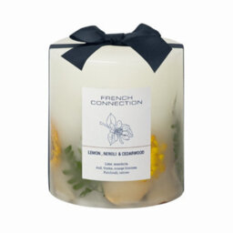 French Connection Lemon, Neroli & Cedarwood Real Dried Botanicals Infused Scented Pillar Candle, Vegetable Wax Blend Long-Lasting - thumbnail 5