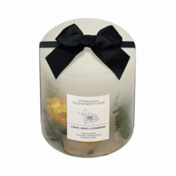 French Connection Lemon, Neroli & Cedarwood Real Dried Botanicals Infused Scented Pillar Candle, Vegetable Wax Blend Long-Lasting - thumbnail 4