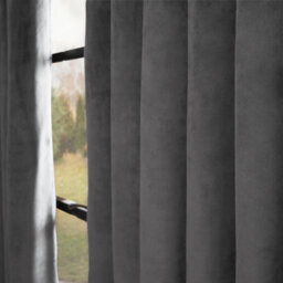 "OHS Thermal Matte Velvet Eyelet Curtains 2 Pair Of Ready Made, Charcoal - 66"" X 54""" - thumbnail 3