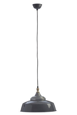 Orsina Grey Large Pendant Light, Bowl-Shaped Iron Shade With Cord, Contemporary Scandi Pendant Ceiling Light - image 1