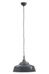 Orsina Grey Large Pendant Light, Bowl-Shaped Iron Shade With Cord, Contemporary Scandi Pendant Ceiling Light - thumbnail 1