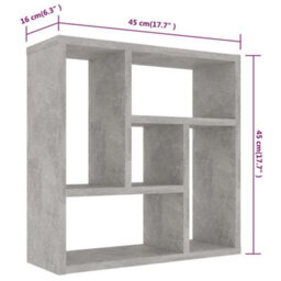 Vidaxl Wall Shelf Concrete Grey 45.1X16X45.1 Cm Engineered Wood - thumbnail 6